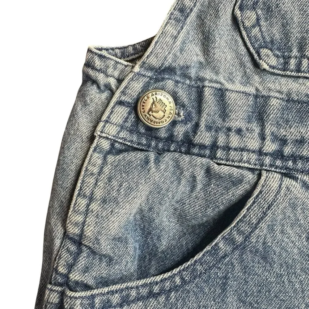 Vtg Arizona Jean Co Denim Bib Overalls Baby Girl 18M Lovely Harvest Fall 90s